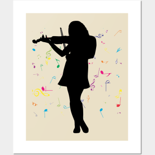 Violinist colorful music Posters and Art